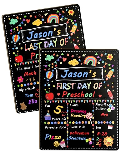 First and Last Day of School Sign 11"x14" - Double-Sided Chalkboard, Reusable First and Last Day of School Board, Reusable Back to School Sign
