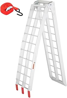 TUFFIOM 7ft Aluminum Truck Ramps 750lbs Capacity,Folding Loading ATV Ramps for Pickup Trucks Bed, Trailer Ramp with Load Straps for UTV/Motorcycle/Lawn Mower/Dirt Bike，Lightweight & Portable