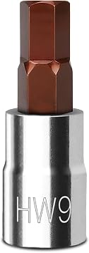 9 mm Hex Bit Socket, 3/8 Inch Drive HW9 Allen Key Socket, Metric, Full Polished, S2 Steel Head Made for Repairing