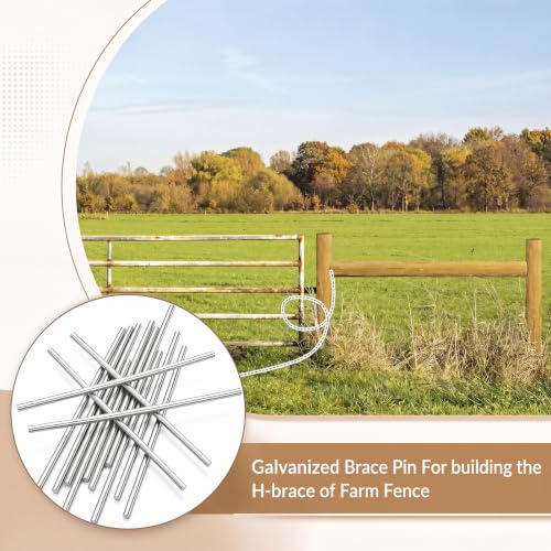 Image of MorningRo 50 Pcs 12'' X 3 /8 Inch Galvanized Brace Pin for H Fence | Shelf Brackets Pegs, Rust Resistant, Plated Fence Post Bracing Tool, for Homeowners Farmers Contractors Building Farm