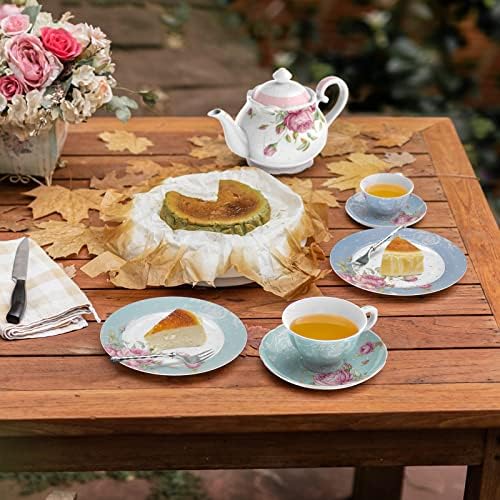 London Boutique Side Plates Cake Dessert Plates Afternoon Tea Plates Set of 4 Multicolours New Bone China Vintage Flora Gift Box 7.5inches (Roses)