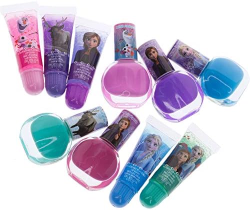 Townley Girl Disney Frozen 2 Super Sparkly Cosmetic Set with Lip Gloss, Nail Polish and Nail Stickers - 11 Pack