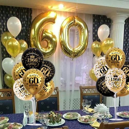Image of TONIFUL 4 Set 50th Birthday Decor Printed 1976 Black Gold Balloon Stand