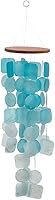 Deco79 24" Teal Capiz Shell Wood Wind Chime H-40387 - Coastal Soothing Sounds for Patio Garden