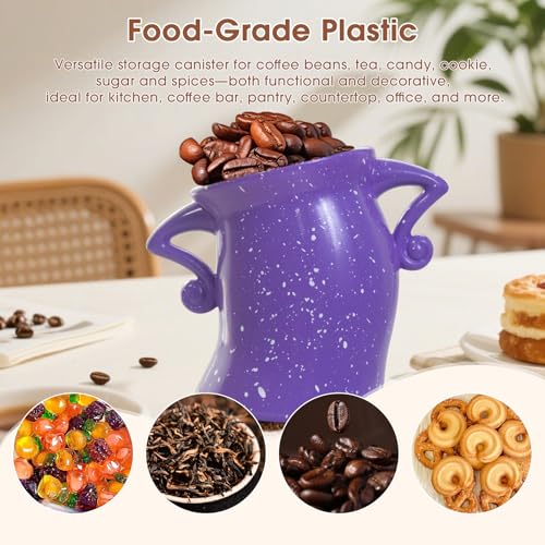 GUAOOYY Canister with Attitude, 27OZ Plastic Coffee Canister with Lid, Cookie Jar, Cute Airtight Food Storage Container, Pantry Jar for Loose Tea Sugar Spice, Snack, Coffee Bar Decor (Purple) by GUAOOYY - Used condition - Image 3