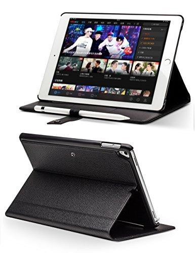 Ipad Pro 9.7 Case For All 9.7 Inch Apple Ipad 2018/2017/2016 And Ipad Air2, Qialino Genuine Leather Cover Ipad Stand Folio Case (With Pencil Holder,Card Slot,And Auto Sleep/Wake Up),Black #TOP1