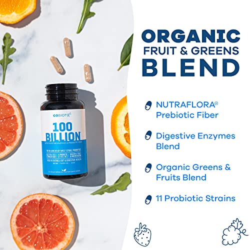 Gobiotix 100 Billion With Probiotics, Prebiotics + Digestive Enzymes Blend - High Potency With 100 Billion Cfu - Enhanced With Organic Fruit + Organic Greens Blend - Vegan, Non-Gmo - 30 Capsules #TOP4