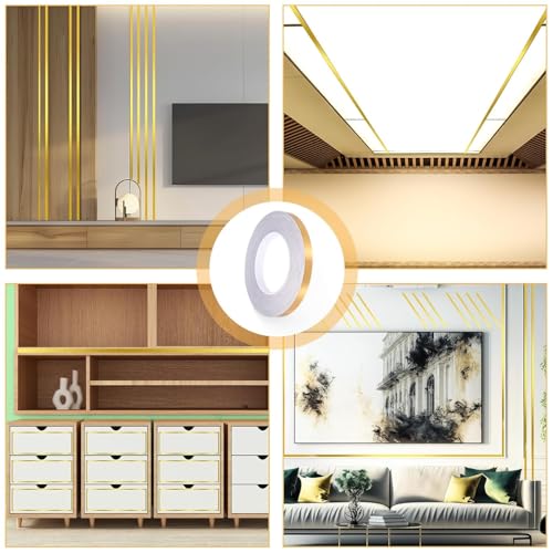 Image of METABOX Golden Tape (1CM x 50M) - Self-Adhesive Tiles Gap Foil Line Border Tape| Mirror Finish| DIY Craft| Decorative Floor Sealing Strip, Seam Sticker, Golden Patti for Home, Wall, Ceiling & Cabinet.