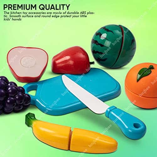 Image of Baybee Fruit Cutting Toy Set for Kids | 5pcs Sliceable Fruits with Knife & Cutting Board | Pretend Play Kitchen Set for Toddlers 2+ Years
