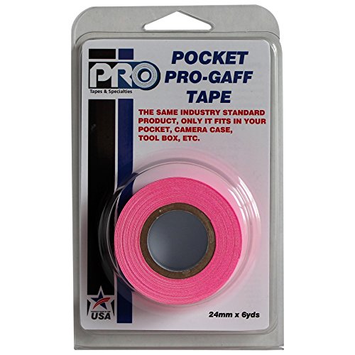 Pocket Pro-Gaff RS127RPPK25X5.4 25 mm x 5.4 m Fluorescent Matt Cloth Tape, Fluorescent Pink, Small