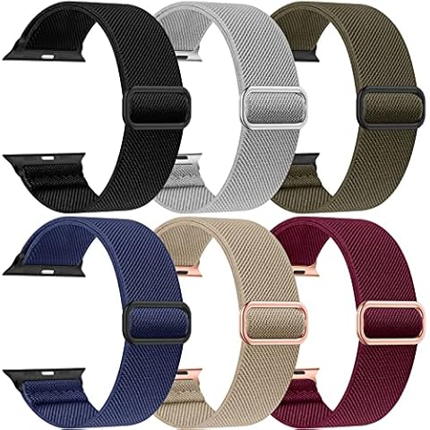 OYODSS 6 Pack Stretchy Solo Loop Band Compatible with Apple Watch Bands 38mm 40mm 41mm 42mm 44mm 45mm 49mm, Nylon Sport Strap with Metal Connectors for iWatch Ultra Series 8/7/6/5/4/3/2/1 SE Women Men Cover