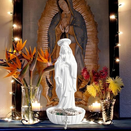 Estatua Virgen María Católica Blanca 25.9 cm Resina miniatura 3