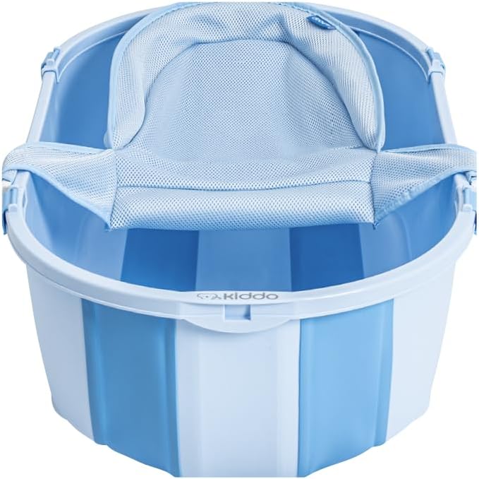 Banheira de Bebe Dobravel Compacta Kiddo Flap Azul Menino