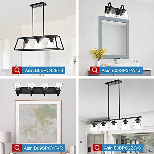 Tuluce Bathroom Vanity Light Fixtures Over Mirror,Modern 4 Lights Bath Vanity Lighting Matte Black Indoor Wall Light Fixture With Clear Glass Shade For Bathroom Cabinets Dressing Table #TOP2