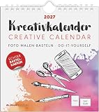 Kreativkalender S weiß 2027: Bastelkalender 16x17 cm mit weißem Hintergrund, echtem Bastelkarton und gestaltbarem Titelblatt