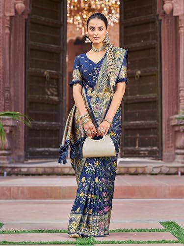 Image of SWORNOF Women's Kanjivaram Soft Silk Banarasi Sarees With Unstiched Blouse Piece