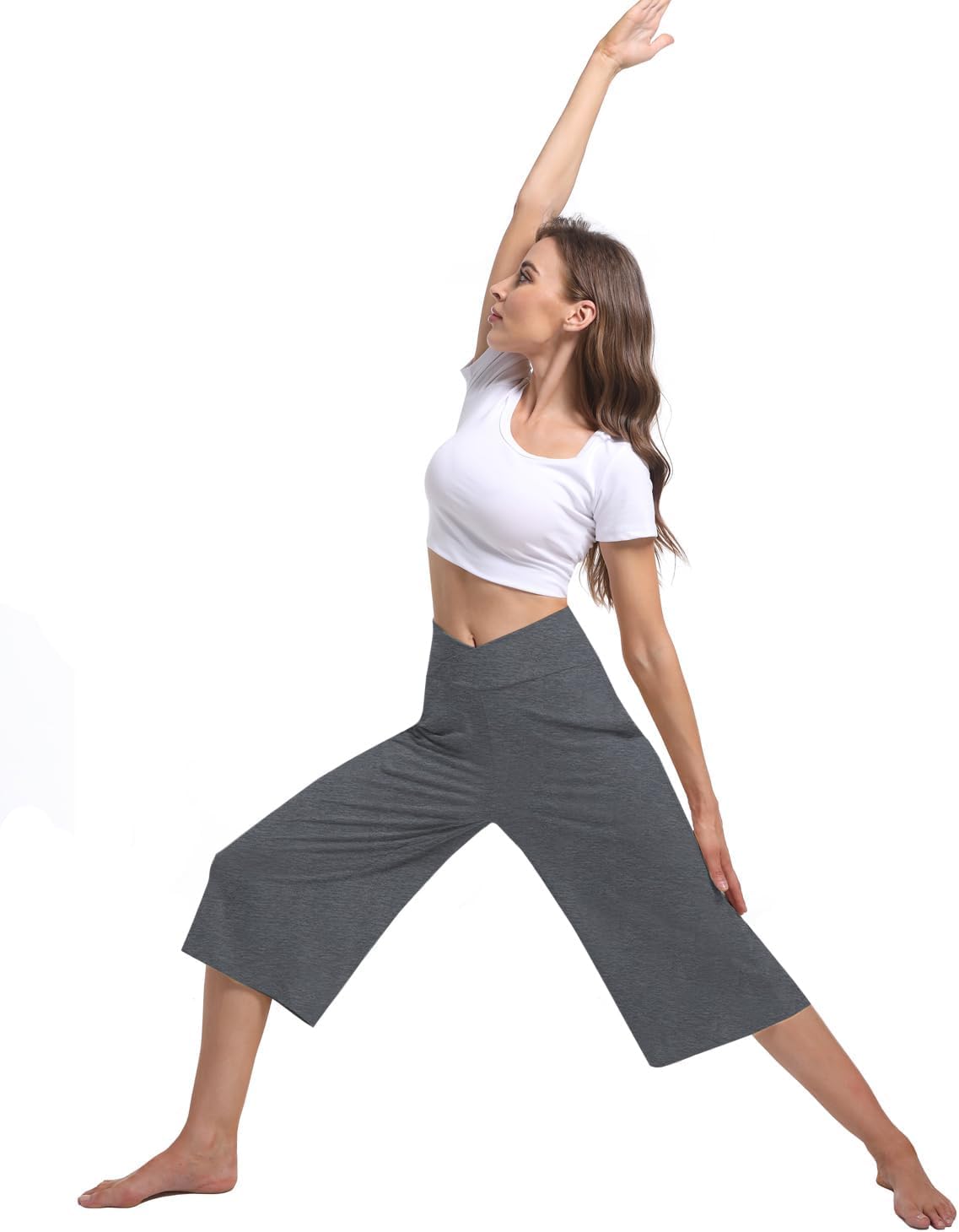 3 Pack Women's Wide Leg Yoga Pants Crossover High Waist Casual Capri Pants Loose Soft Pajama Pocket Sweatpants - Image 4