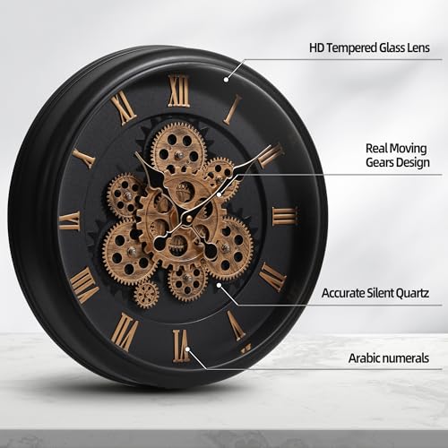 16 " Moving Gear Industrial Wall Clock product photo 16 " Moving Gear Industrial Wall Clock product