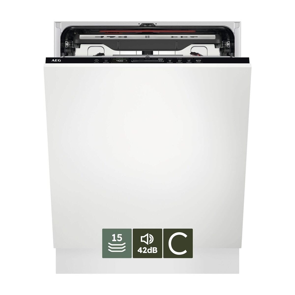 AEG Serie7000 Lavastoviglie Da Incasso 60cm FSE74707P GlassCare, 15Coperti,SatelliteClean,QuickSelect, Tecnologia AirDry, Silenzio 42(dB), Integrata Totale ProClean, Touch Control[Classe C]