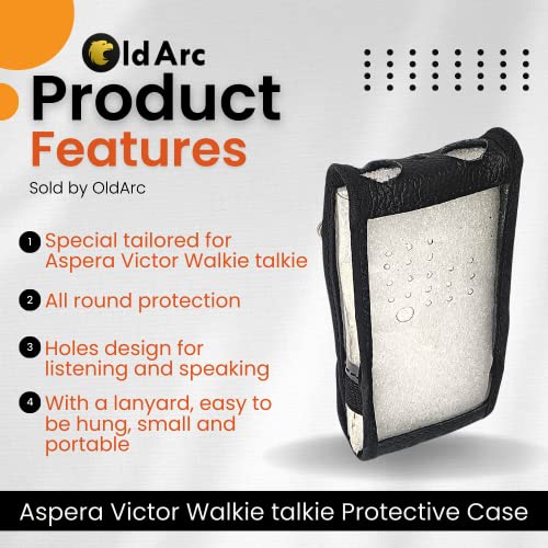 Image of OldArc Leather Soft Cover for Aspera Victor walkie Talkie, wear-Resistant, Protective case Cover for Aspera Two Way Radio, Carrying Holder with Adjustable Shoulder Strap, walkie Talkie Accessories