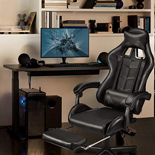 Soontrans-Silla-Gamer-Silla-Gaming-Ergonomica-Silla-Oficina-con-Reposacabeza-Apoyo-y-Cojin-Lumbar-Altura-Ajustable-para-Los-Jugadores-de-PC-Gamer-Negro