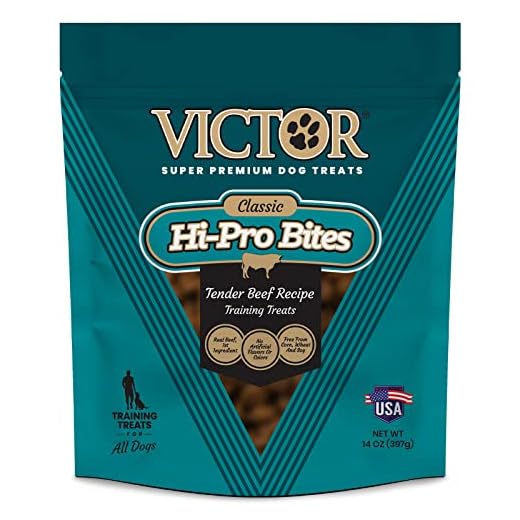 VICTOR Super Premium Dog Treats – Classic Hi-Pro Savory Bites with Real Beef – Supports Immune System, Digestive Health, & Healthy Coat – Tender Beef Treats for Active and Sporting Dogs, 14 oz