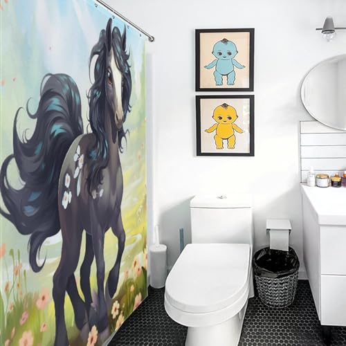 Cheval rideau de douche tissu lavable imperméable 92x183cm