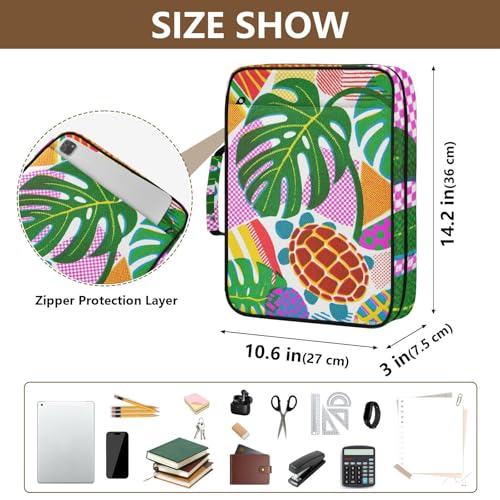 Carpeta de múltiples bolsillos Monstera Leaf tamaño A4 con cremallera retro 3
