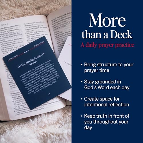 Image of Yesha 52 God Bless America Prayer & Declaration Cards | Patriotic Scripture Cards for Daily Prayer Over the Nation | Christian Gift for Independence Day, July 4 & National Day of Prayer | Wooden Stand & Keepsake Box