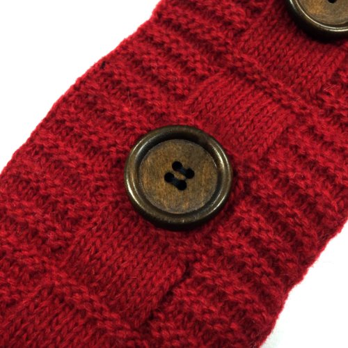 Wrapables® Button Accented Knit Arm Warmers, Red - Thumbnail 2