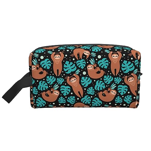 Borsa per trucchi Lemuri e Bradipi da toeletta Portatile da Viaggio Sacchetto di Immagazzinaggio di Lavaggio con Cerniera Impermeabile Cosmetica Accessori Organizer Carino cartone