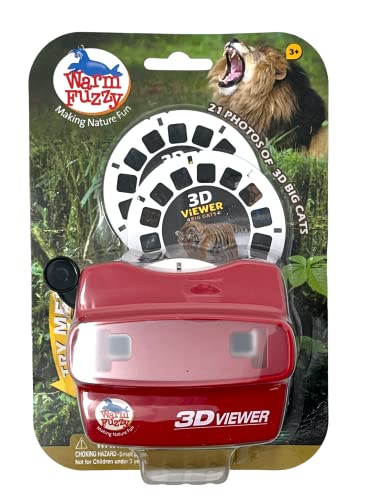 WARM FUZZY Toys 3D Viewer (Big Cats) T-214BC - Perfect for at Home or in The Classroom. Images of Lions, Tigers, Cheetahs, Leopards and More on 3 Photo Discs!