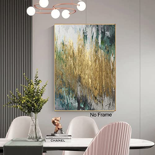 Abstract Green And Gold Canvas Wall Art Abstract Canvas Painting For Living Room Green Modern Art Prints Gray Green Gold Abstract Artwork Abstract Gold Foil Painting For Bedroom Decor 16X24In No Frame #TOP4