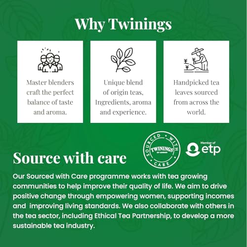 Image of Twinings Green Tea & Mint, 25 Tea Bags| Pack of 1| Perfectly Balanced & Refreshing Taste| Light, Soothing Flavour| Low Calorie| Handpicked Green Tea Leaves| Enjoy as Hot or Iced Tea