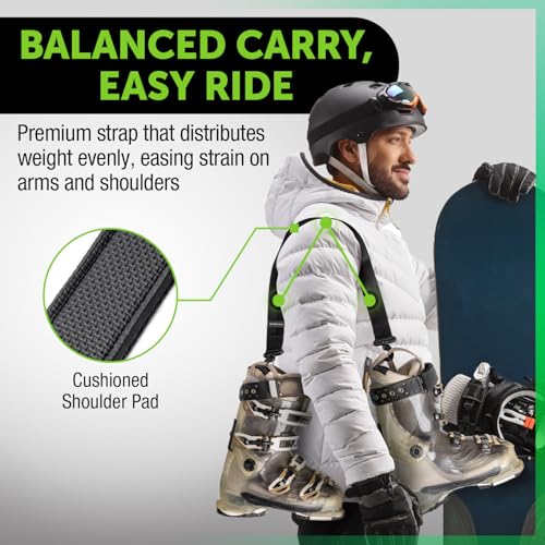 Gradient Fitness Boot Carrier Straps for Ski & Snowboard, Anti Slip Downhill Ski Straps Boot Carry, Shoulder Sling Tote Leash - Thumbnail 4