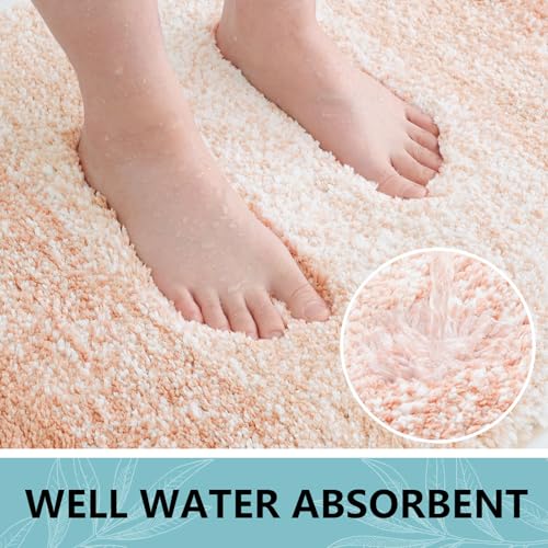 Arotive Microfiber Bathroom Rugs, Shaggy Soft and Absorbent Bath Rug, Non-Slip, Thick Plush Machine Washable Dry Bath Mats for Bathroom, Tub and Shower, 24x16, Peach, Rectangular by Arotive - Image 3