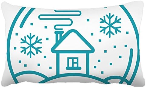 Poieloi Home Cushion Pillow Cases Christmas Snow Ball with a Nice House Rectangle 20"x30"