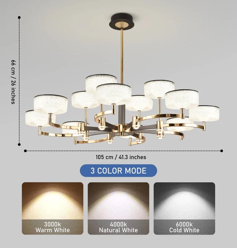 Image of Smartway Ovate Golden LED Ceiling Light | Modern Flower Design Chandelier | 3 Color Modes (Warm, Neutral, White) | Luxury Decorative Lighting for Living Room & Home