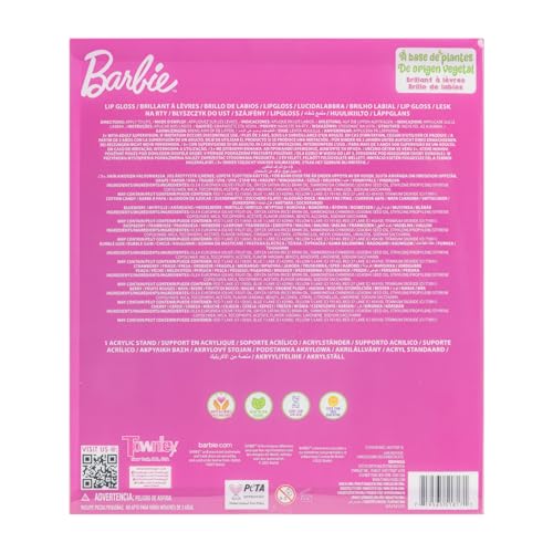 Townley Girl’s Barbie 11-teiliger Lipgloss pflanzlicher feuchtigkeitsspendender Acryl Halter, geeignet für Mädchen, Kinder und alle