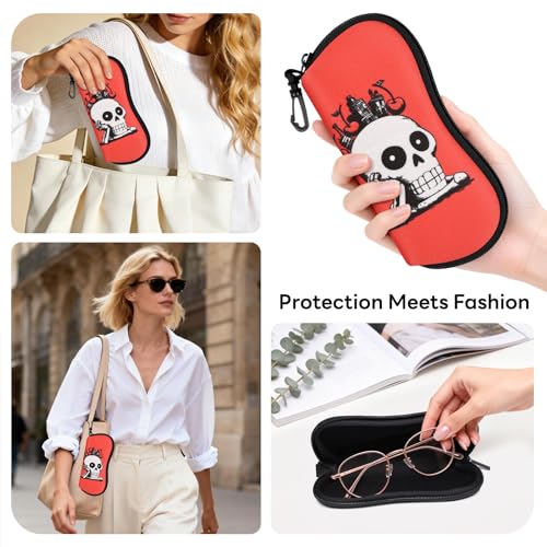 Image of Sunglasses Case with Belt Clip, Ultra Light Neoprene Zipper Soft Padded Glasses Case for Women Men