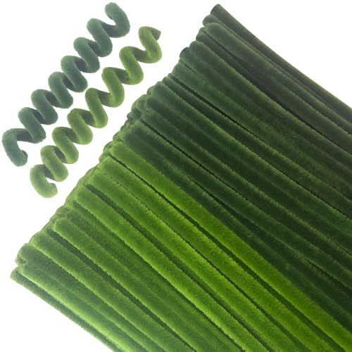 FZGUSYAF 100PCS Pipe Cleaners for Crafts 30cm Mixed Green Chenille Stems for Arts and Crafts School Projects DIY Decorations