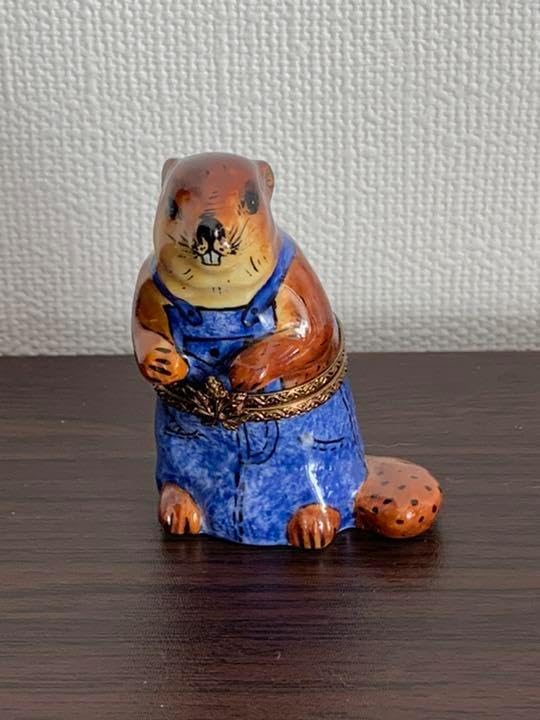 フランス リモージュ 乳母車に赤ちゃんがのっている ピルケース ヒンジ