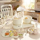 Elektrischer Hot Pot Doppelkochfeld Mini Multicooker – Elektro Kochtopf mit Dampfgarer & Suppentopf, für Hotpot und Suppen, kompakt, leicht zu reinigen (Beige)