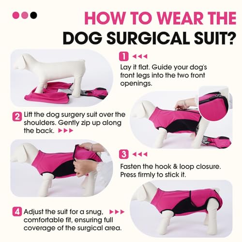 Image of IDOMIK Dog Surgery Recovery Suit for Spay Neuter, E-Collar Cone Alternative | Easy to Wear, Breathable & Protective, Adjustable Dog Onesie for Small Medium Large Dogs, Anti Licking Abdominal Wounds