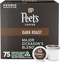 Peet's Coffee, Dark Roast K-Cup Pods for Keurig Brewers - Major Dickason's Blend 75 Count (1 Box of 75 K-Cup P