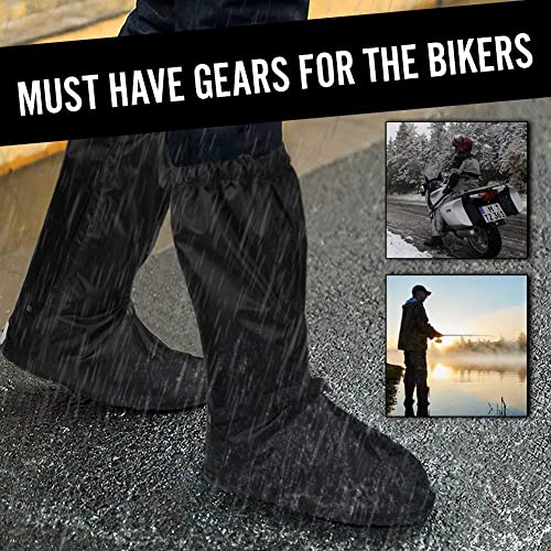Waterproof Boot Covers Size Men 6-6.5 Women 7-8 With For Cycling Bike Motorcycle Riding With Sturdy Zipper Elastic Bands Reflective Heels - Black #TOP5