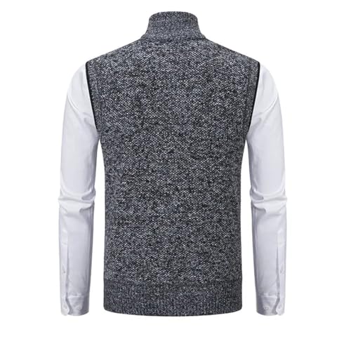 Men’S Warm Fleece Knit Sweater Cardigan Vest with Turtleneck and Zipper for Casual Winter Wear4