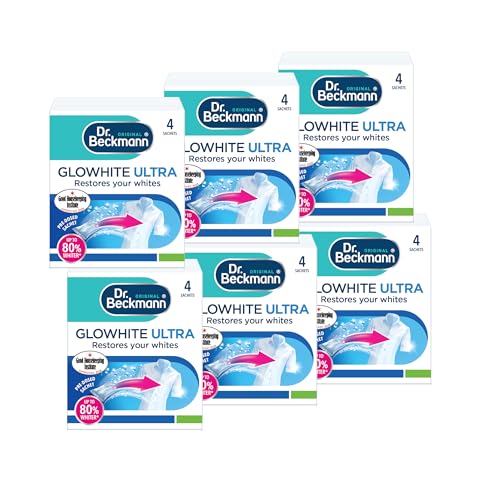 Dr. Beckmann Glowhite Ultra|Maintains brighter white laundry |Treats Greying | 4 x 40 g x 6