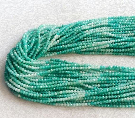 Perles en amazonite r&eacute;guli&egrave;res &eacute;vitant les d&eacute;fauts d'enfilage rondelles facett&eacute;es 2mm