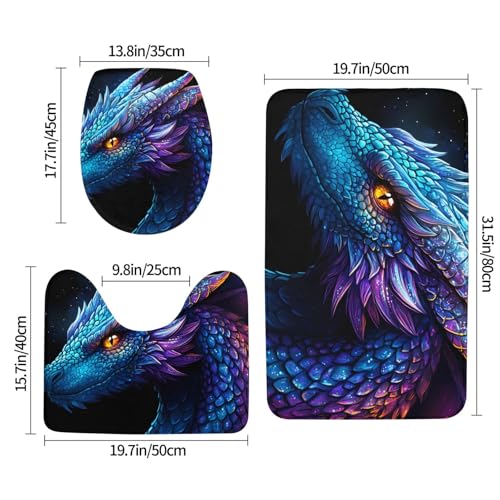 Alfombrilla de baño juego de 3 alfombras moradas de microfibra con funda de inodoro lavable 3